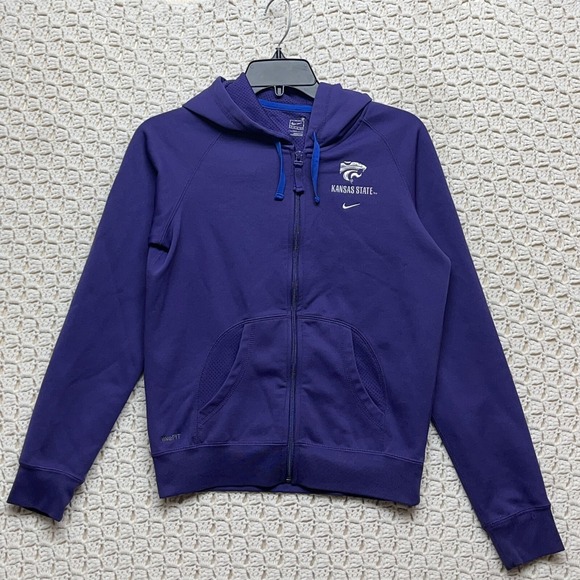NIKE K STATE Full Zip Sweatshirt Women Small Therma-Fit Purple Hooded - Picture 1 of 7